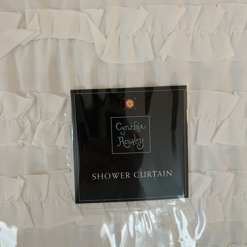 New Cynthia Rowley Shower Curtain 72x72 Shabby Chic White Ruffle Polyester NIP - Picture 2 of 6